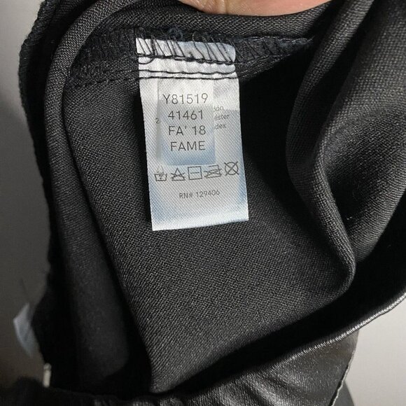 Venus Women's Black Faux Leather Sequin Wing Stretch Tapered Leg Pants - Picture 9 of 11